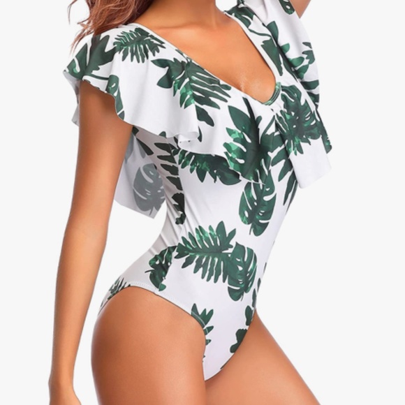 Tempt Me one piece NWT swimsuit shoulder ruffled Large - Picture 3 of 6